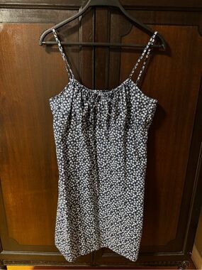 Navy Floral Spaghetti-Strap Mini Dress